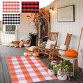Xuniizn Fall Door Mat, Buffalo Plaid Fall Outdoor Rug Black & White Striepd Rug Front Door Mat Halloween Thanksgiving Fall Autumn Home Decor,Welcome Doormat for Front Door,Farmhouse Decor, 24 x 16"