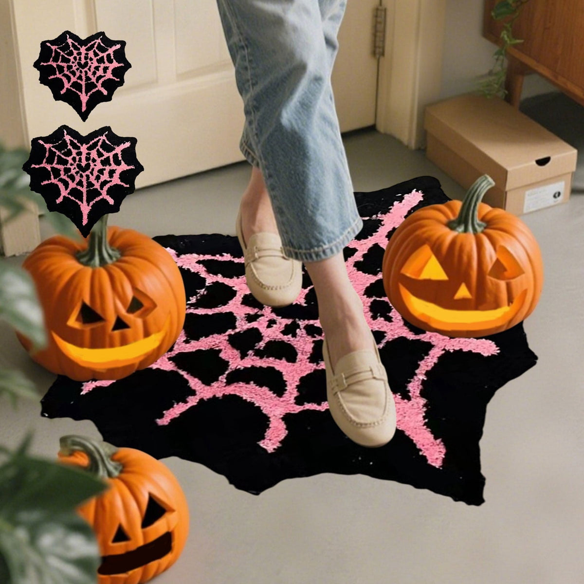 Xuniizn Halloween Mat, 16X24" Velvet Halloween Door Mat for Outside Entrance, Spooky Halloween Rug for Outdoor & Indoor, Non Slip Washable Halloween Doormat, Halloween Bathroom Decor