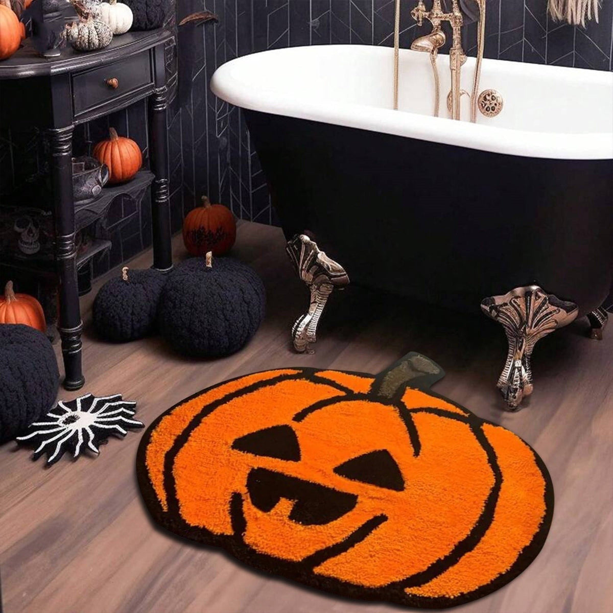 Xuniizn Halloween Mat, 16X24" Velvet Halloween Door Mat for Outside Entrance, Spooky Halloween Rug for Outdoor & Indoor, Non Slip Washable Halloween Doormat, Halloween Bathroom Decor