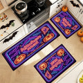 YIMEIS Halloween Neon Pumpkin Lanterns 3Pcs Flannel Mat & Kitchen Rugs Set,Soft Non-slip,16''×24'' 20''×30'' 17''×47'' Inches,for Entryway Bathroom