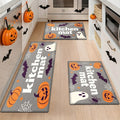 YIMEIS Halloween Pumpkin Lanterns 3Pcs Flannel Mat and Kitchen Rugs Set,Soft Non-slip,Perfect for Home Bathroom