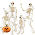 Yalumo Skeleton Halloween Decorations, 4 Pack 16” Full Body Posable Skeleton with Movable Joints, Small Plastic Skeleton Props for Haunted Houses, Graveyards, Yards, Spooky Party Indoor Outdoor Decor