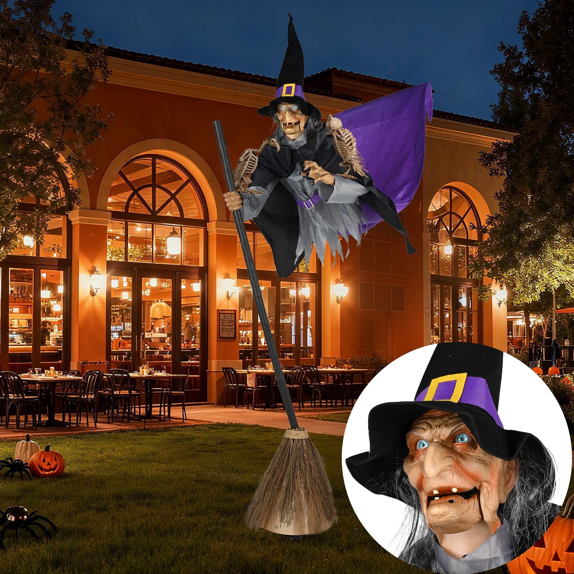 Yescom 9ft Flying Witch with Vulture & Owl Skeleton Halloween Outdoor Décor 2026