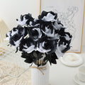 Yika Artificial Flower Black Rose Artificial Silk Flower Artificial Rose Suitable For Halloween Family Wedding Party Decoration