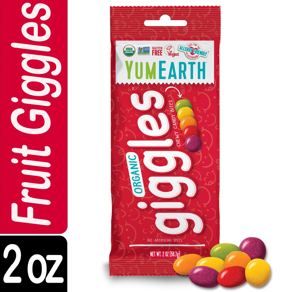 YumEarth Organic, Gluten-Free Fruit Flavor Giggles, 2 oz Bag