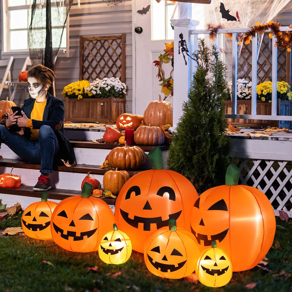 Zimtown 7 FT Halloween Inflatables Pumpkin, Halloween Decoration 7 Blow up Pumpkins w/ Build-in LEDs for Halloween Party