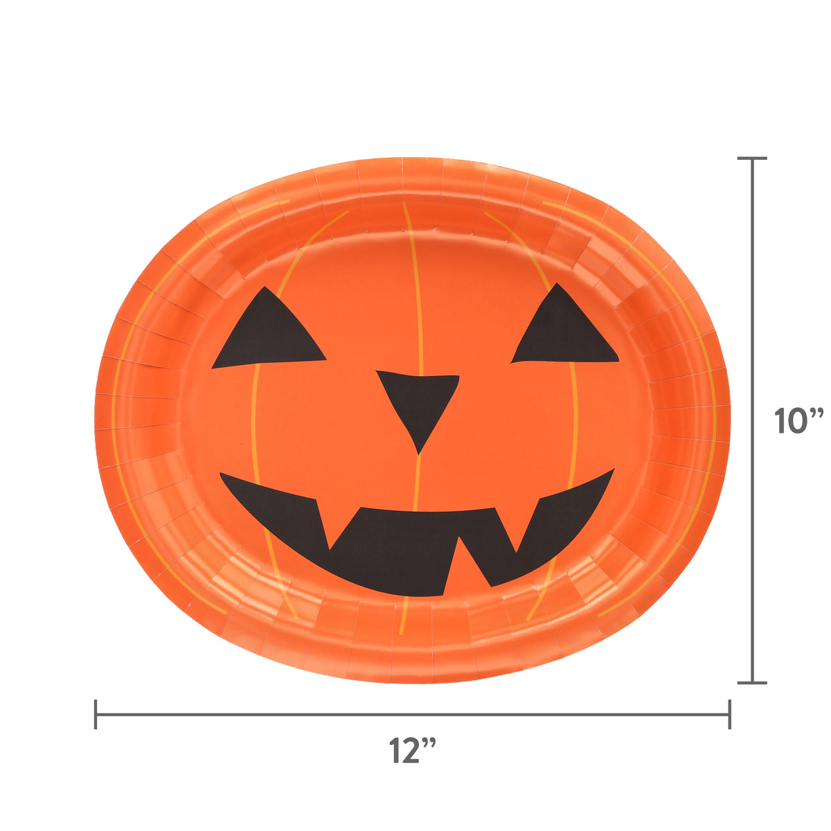 Jack-o'-Lantern Oval Disposable Paper Plates, Multicolor, 12" x 10", 8 Count, Halloween by Way To Celebrate