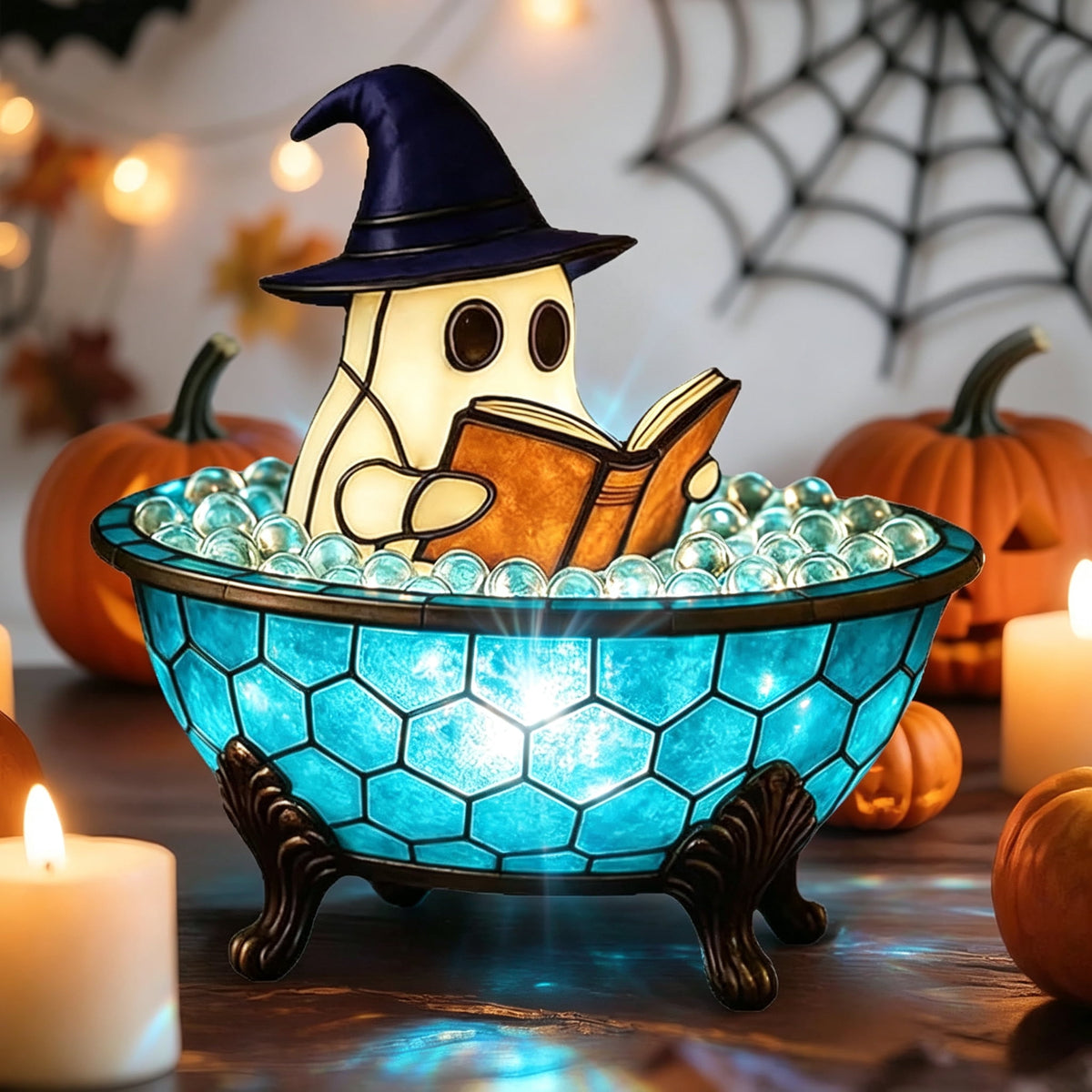 Clearance Halloween Decor-Halloween Decorations Indoor-Light up Ghost in Glass Like-Cute Ghost with Light for Home Kitchen Mantel Tabletop Party Decor and Holiday Decorations Best Halloween Gifts