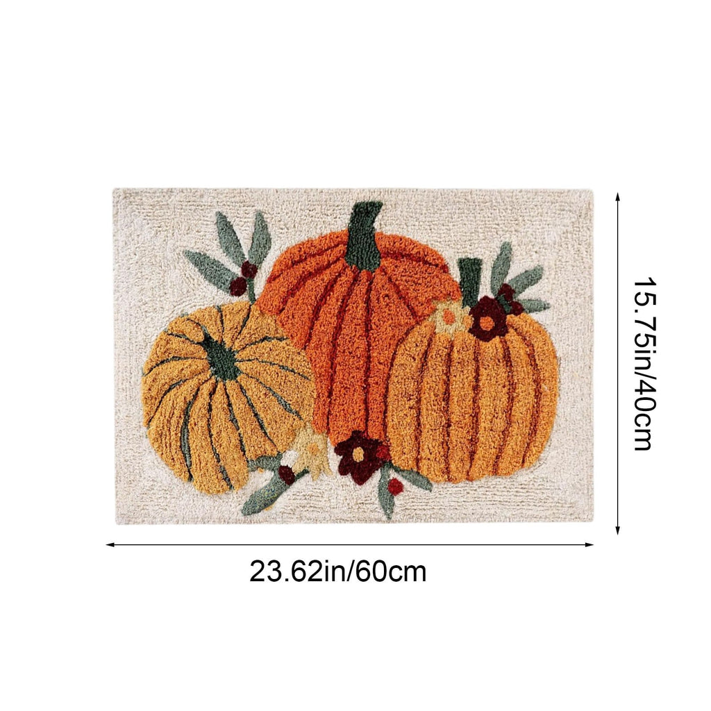 Fall Bathroom Rug Cute Pumpkin Shape Bath Mat Autumn Orange Non Slip Shower Rugs Foot Mat Front Door Mat Carpet Floor Rug for Kitchen Bedroom Living Room Family Decor