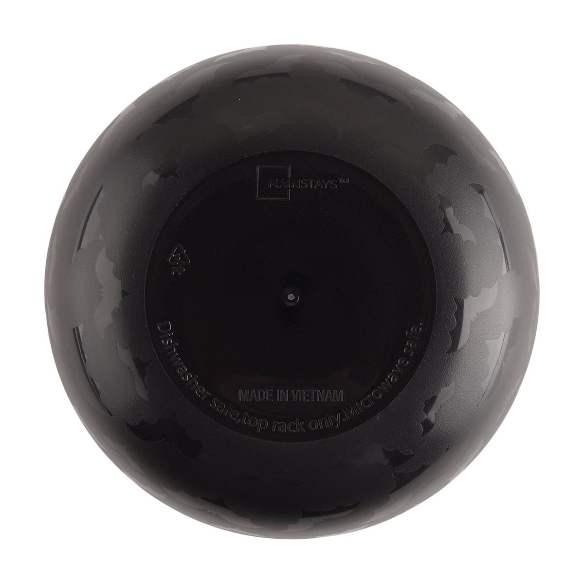Mainstays 38 Ounce Round Plastic Etched Bats Bowl, Black
