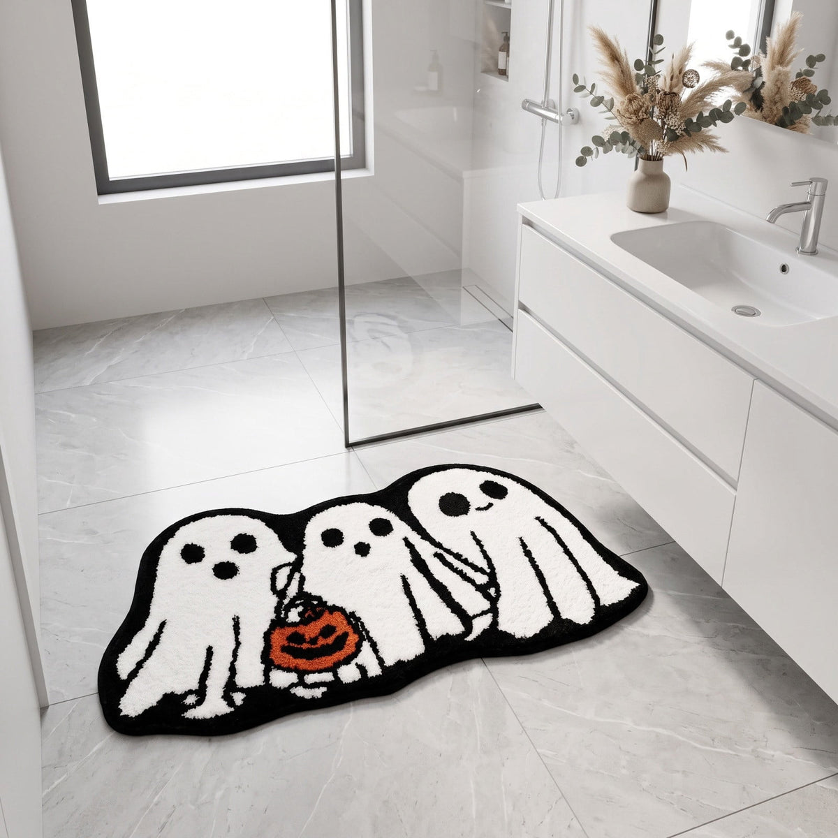 Yhmxh Halloween Bathroom Rugs, Halloween Pumpkin Bath Mats, Farmhouse Halloween Rugs for Bathroom Decorations for The Home, Holiday Cute Pumpkin Decor Non-Slip 15.7x23.6 Inches