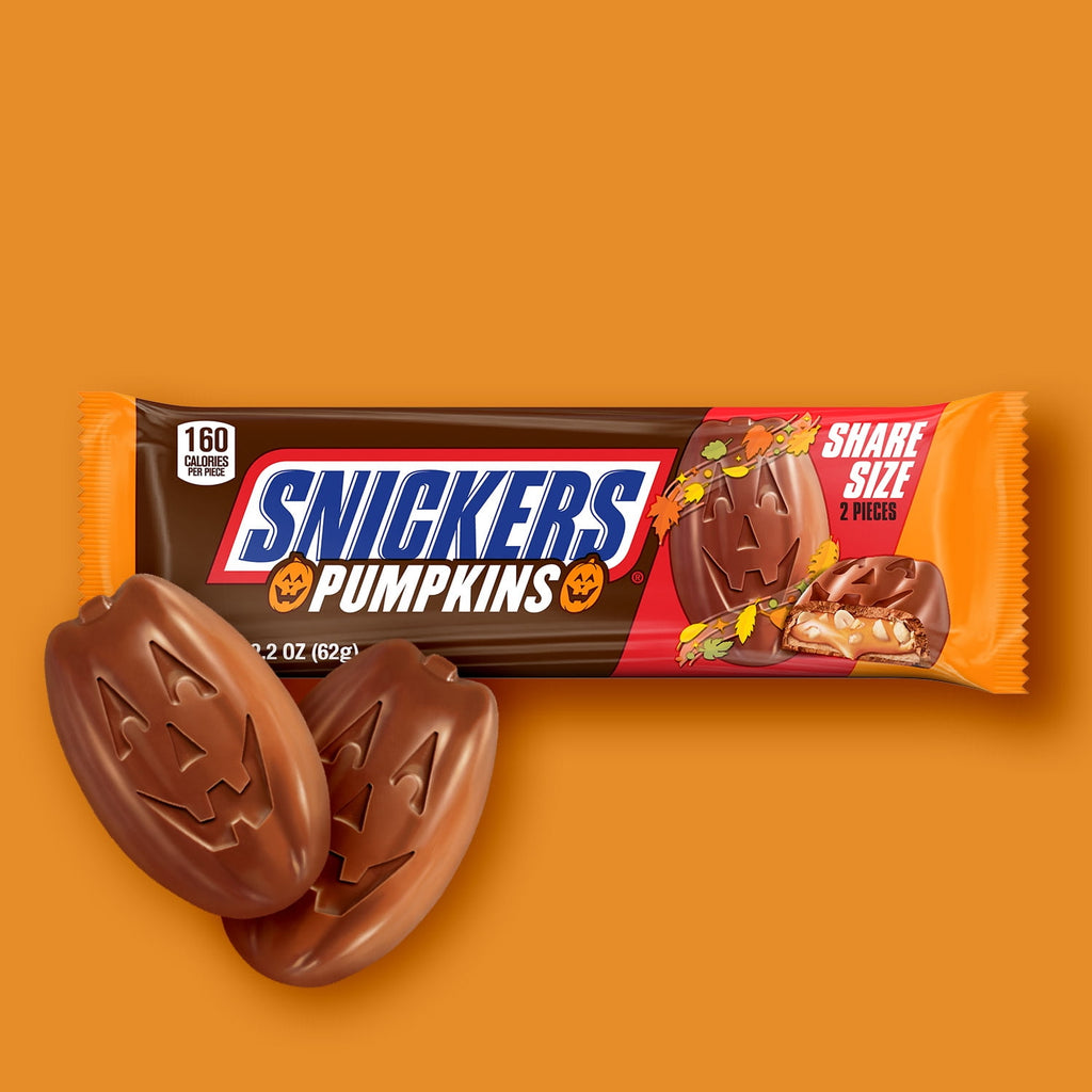 Snickers Pumpkins Chocolate Halloween Candy Bars, Share Size - 2.2 oz pack