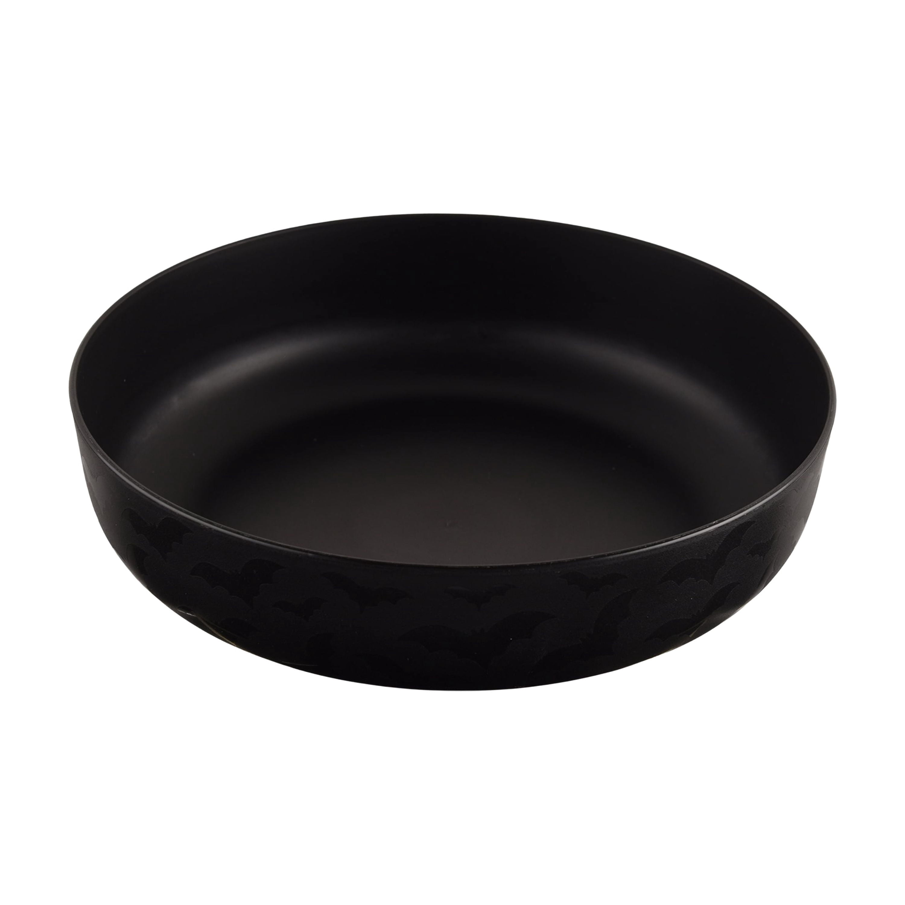 Mainstays 42 oz Round Plastic Dinner Bowl, Etched Bats, Black