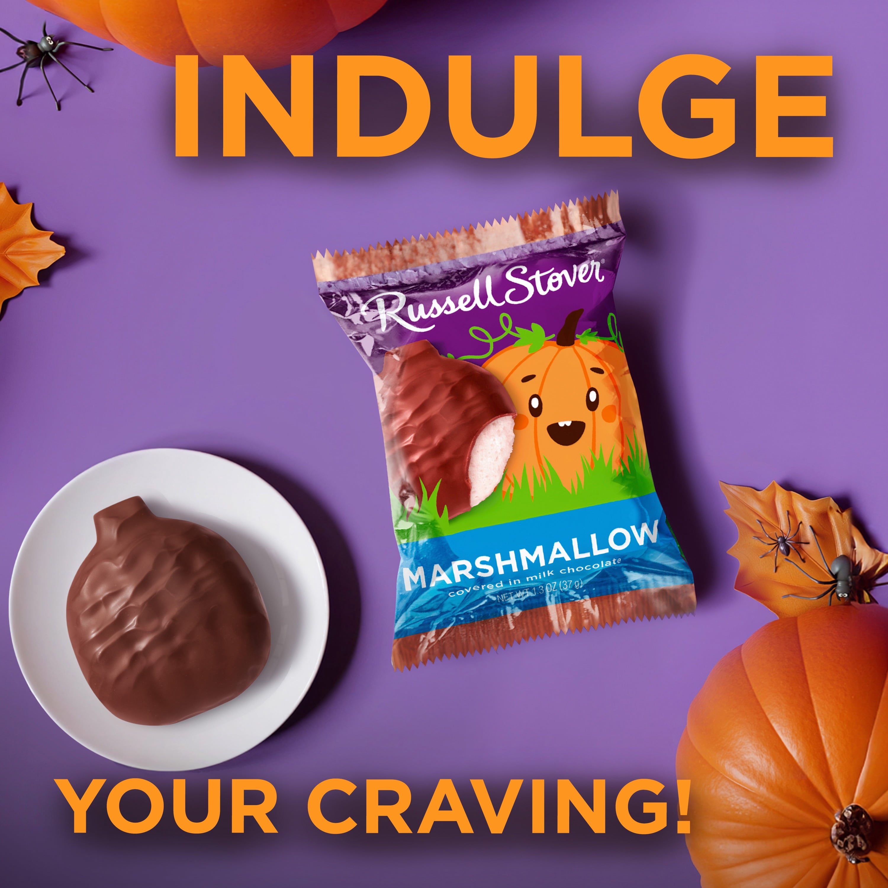 RUSSELL STOVER Halloween Milk Chocolate Peanut Butter Pumpkin, 1.3 oz. (Pack of 18)