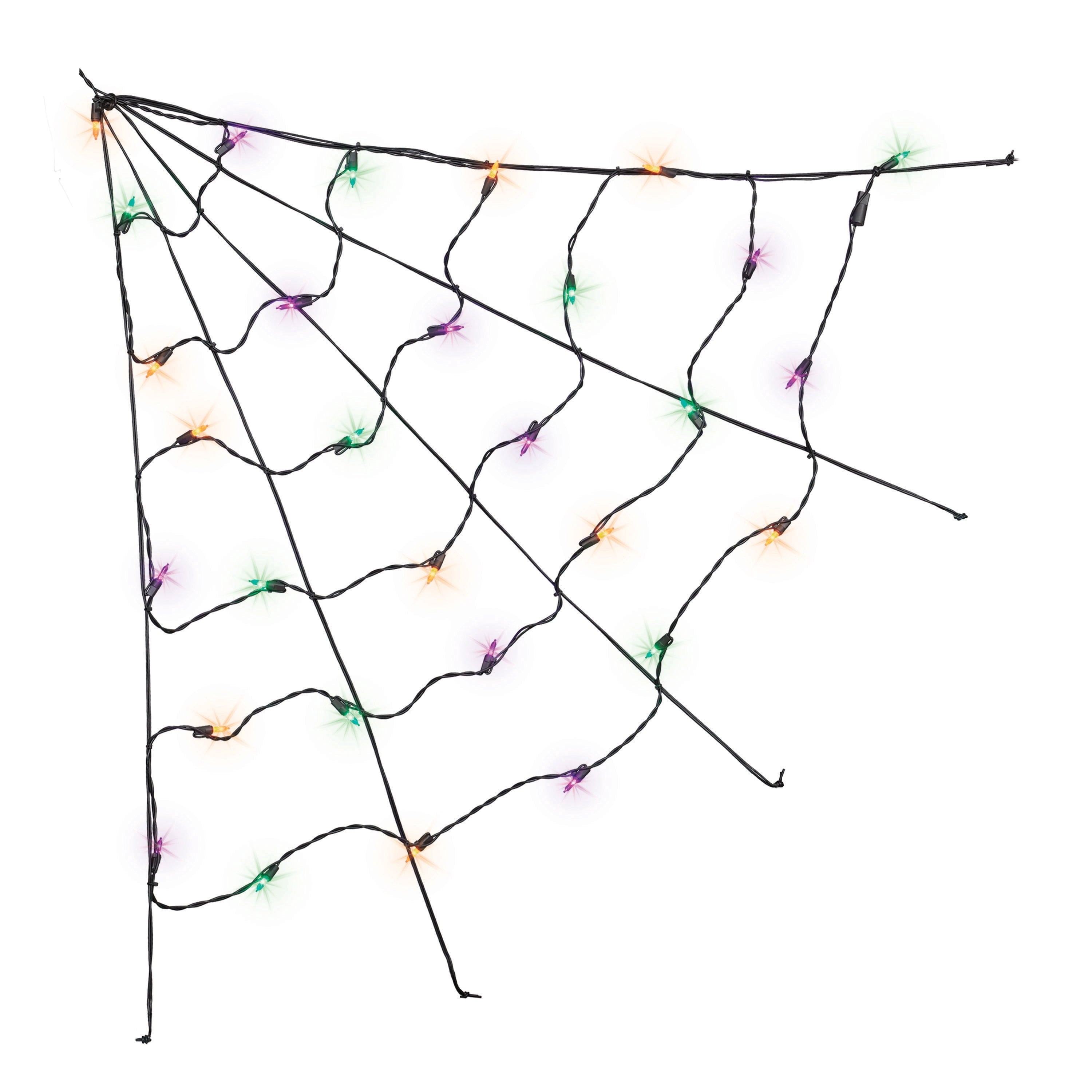 Indoor/Outdoor 30-Count LED Corner Web Lights, Multicolor, 30" x 30", Halloween by Way To Celebrate