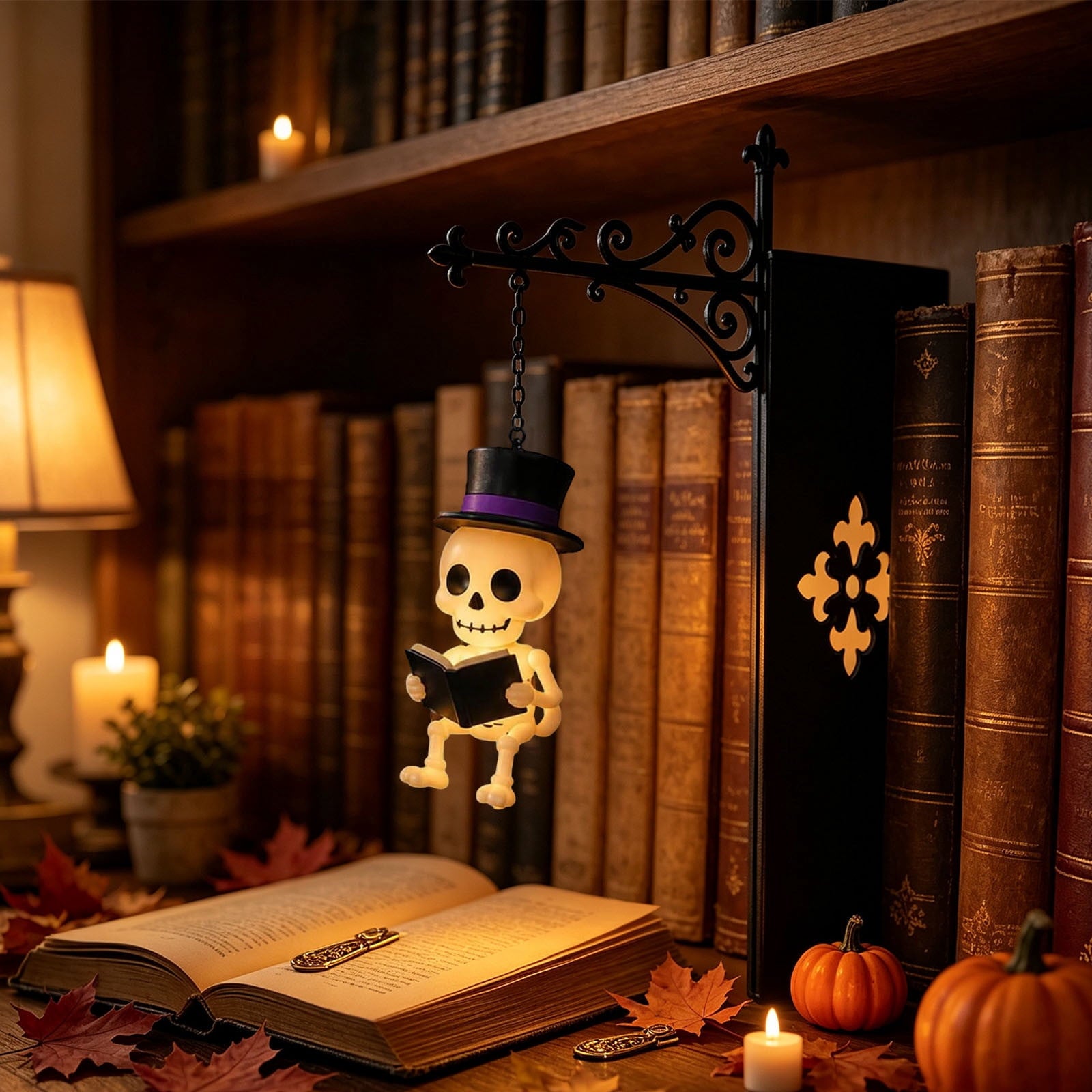 Nkmbld Halloween Bookshelf Lamp, Vintage Library Lantern Decorative Bookshelf Lighting, Hanging Ghost Lantern Book Shelf Light, Halloween Decorations Indoor