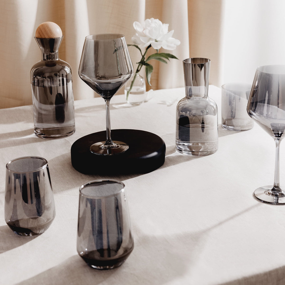 Thyme & Table 13.5 fl oz Smoke Angled Stemless Wine Glasses, Set of 4