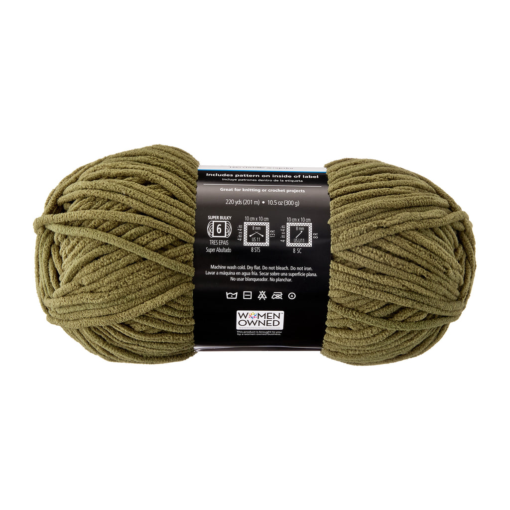 Mainstays Cozy Chenille Yarn, 220 yd, Arctic White, 100% Polyester, Bulky