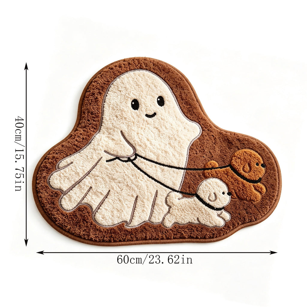 Halloween Bath Mat Ghost Multicolor Irregular Mat 27.56x17.72in Polyester Skidproof & Absorbent for Bathroom Entryway Living Room Halloween Door Mat by MPOISVA