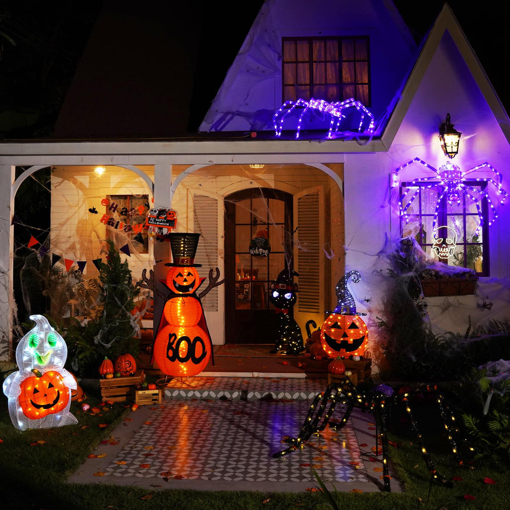 MARACOL 3.5FT Black Cat Halloween Decor, Animated Eyes Scary Halloween Cat Decor with Witch Hat, Light-Up Black Cat with 125 LED for Outdoor Indoor Yard Porch Lawn Garden