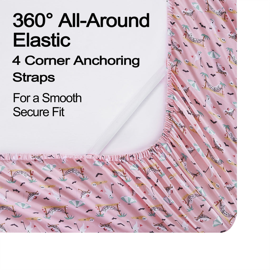 Summerween Crafted by Catherine Full 4-Piece Sheet Set, Black & White Nautical Ghosts