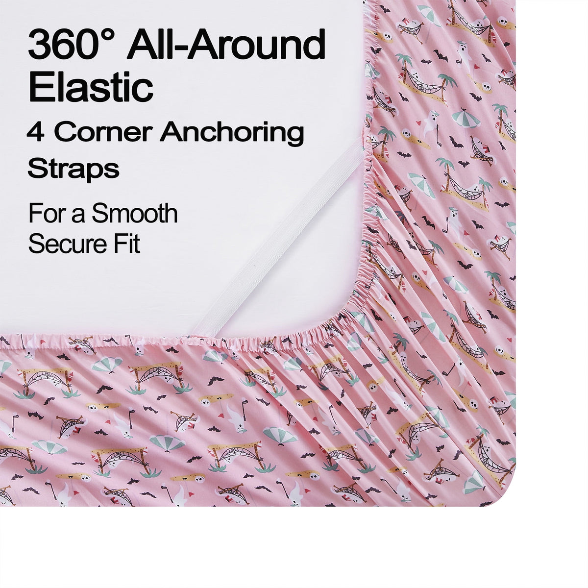 Summerween Crafted by Catherine Full 4-Piece Sheet Set, Black & White Nautical Ghosts