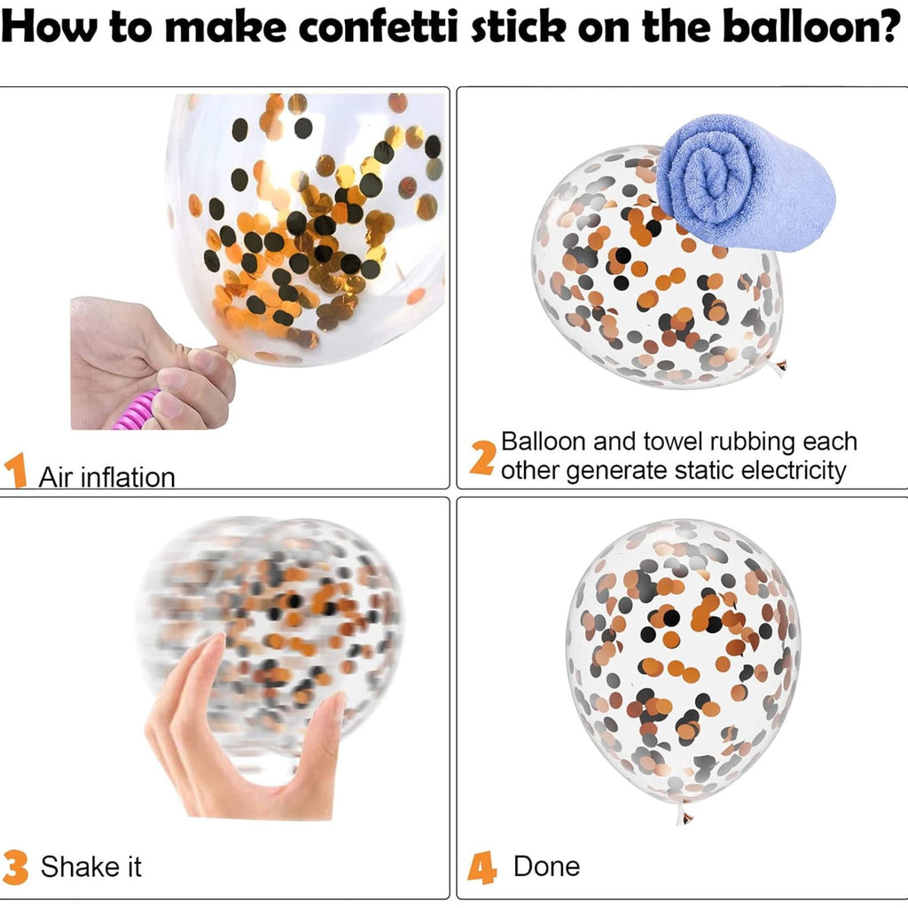 12 Inch Latex Balloons 30Pcs Halloween Party Decorations, Black Orange Confetti Balloons Set for Birthday Party Supplies, Helium Air Inflation