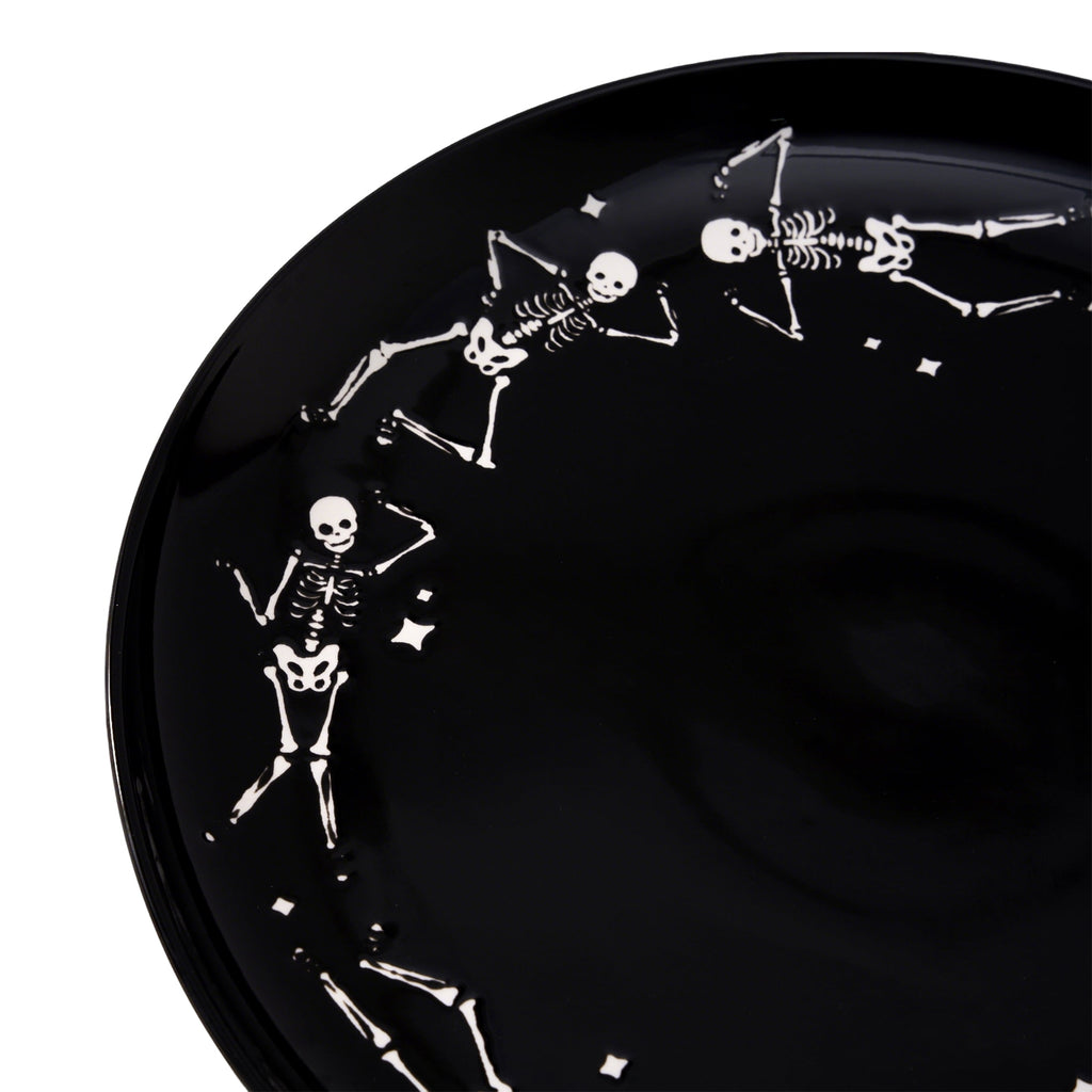 Way To Celebrate Halloween Dancing Skeleton Round Serving Tray, Black, 11.93 in