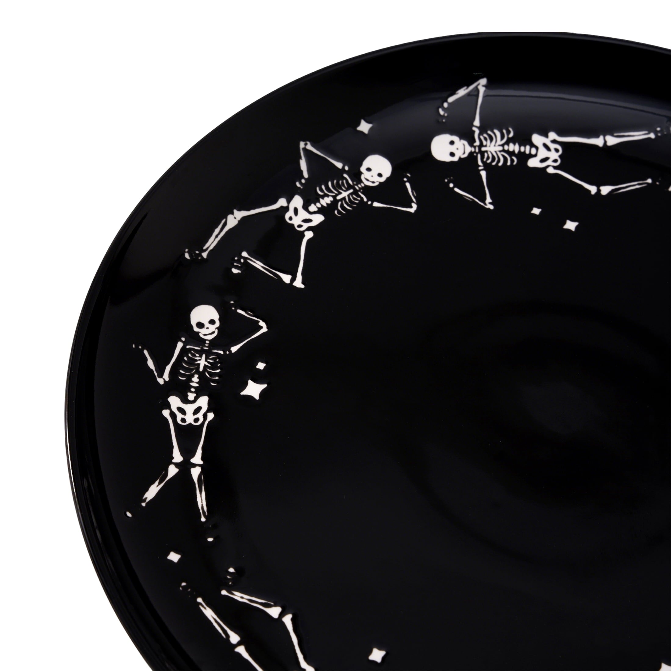 Way To Celebrate Halloween Dancing Skeleton Round Serving Tray, Black, 11.93 in