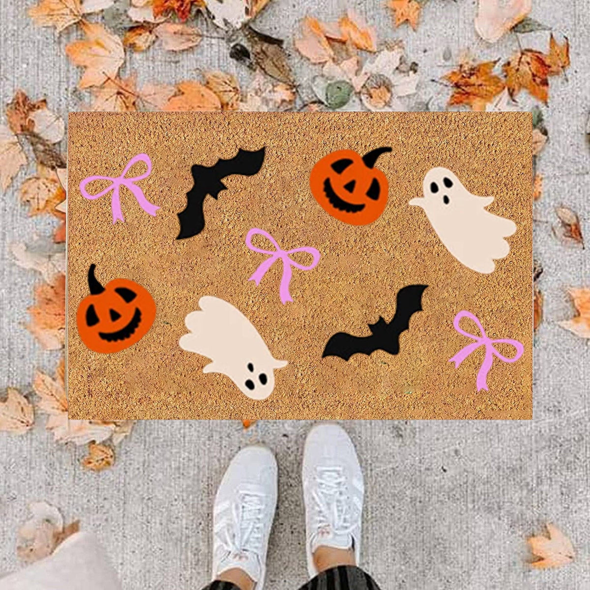 Mauxuk Halloween Doormat Non-Slip Scary Decor Coir Imitation Mat Durable Indoor Outdoor Rug 23.6x15.7 Inches Holiday Welcome Mat for Porch Home Decor