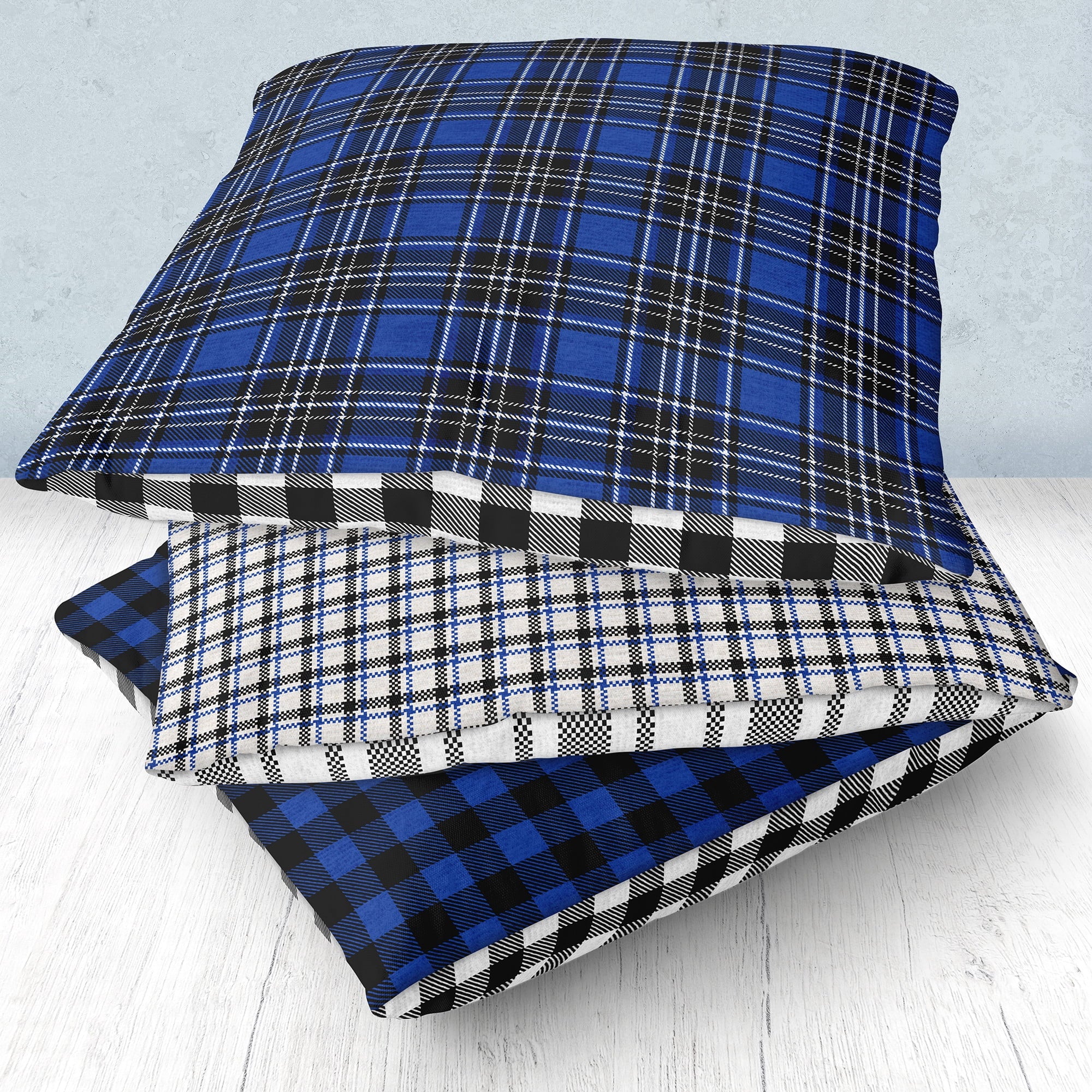 Create It 18"x21" Cotton Flannel Plaid Precut Sewing & Craft Fabric Bundle, Blue 15 Piece