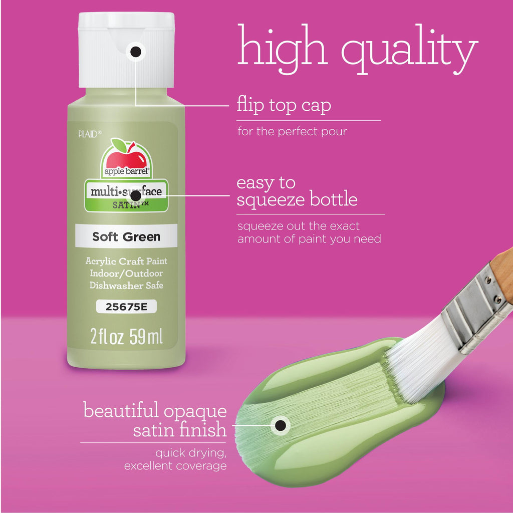 Apple Barrel Multi-Surface Acrylic Craft Paint Set, Nature Inspired, 2 fl oz, Satin Finish, 12 Piece