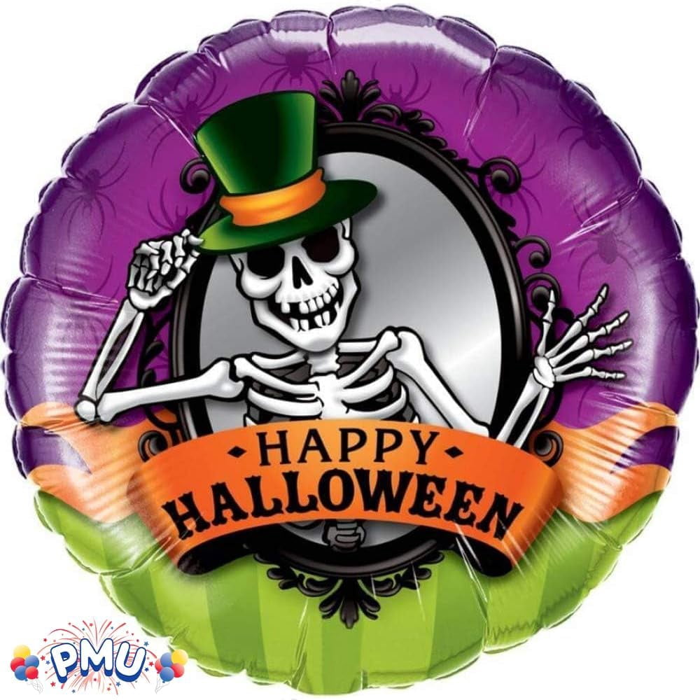 PMU Halloween Party Decoration "Happy Halloween" Jack Faces Aglow 18 Inch Mylar-Foil Balloon (1pkg) Pkg/1