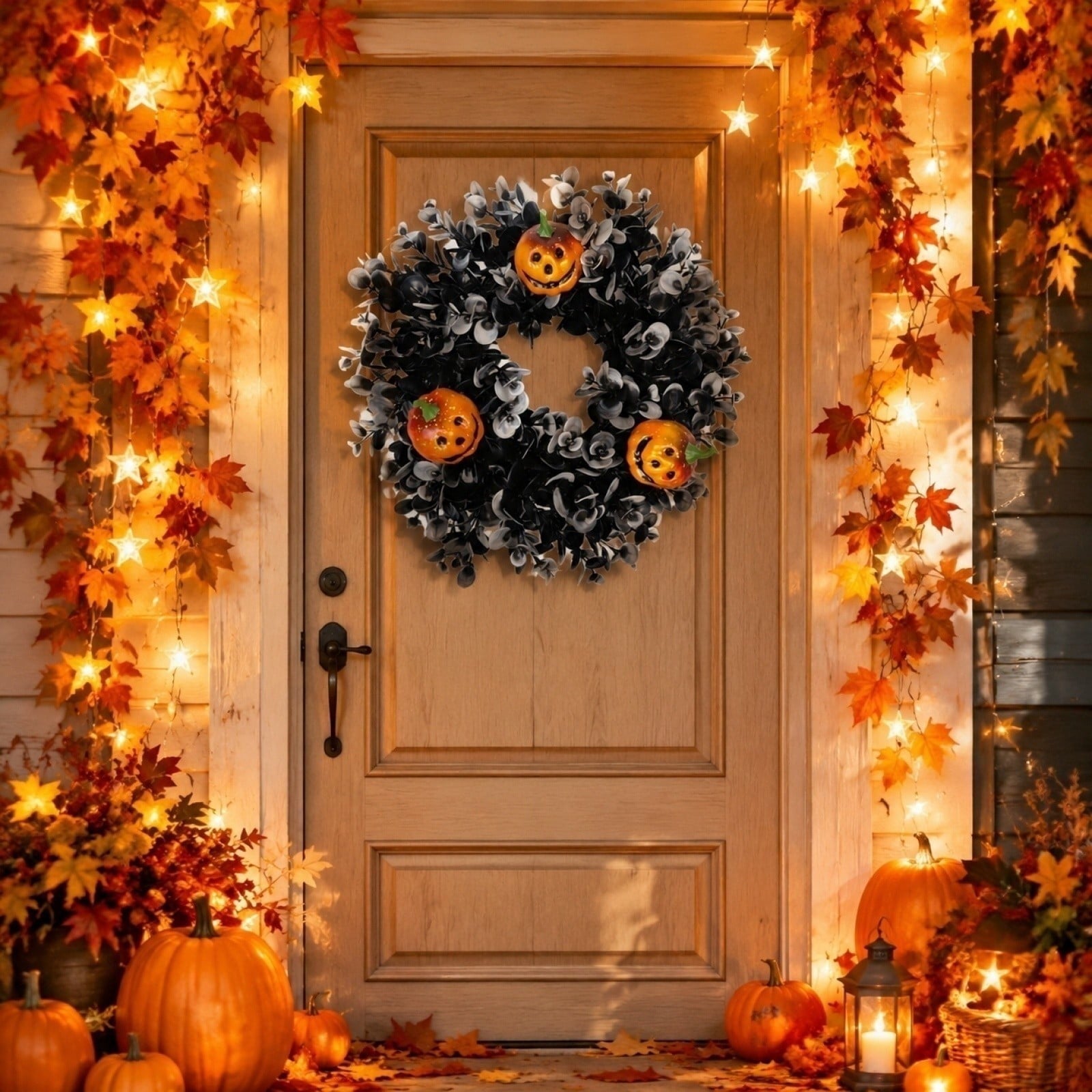 Boovnll Halloween Wreath, 18" Horror & Novelty Handmade Black Twig Glitter Bats Halloween Wreaths for Front Door Fireplace Wall Porch Party Decor, Halloween Decorations