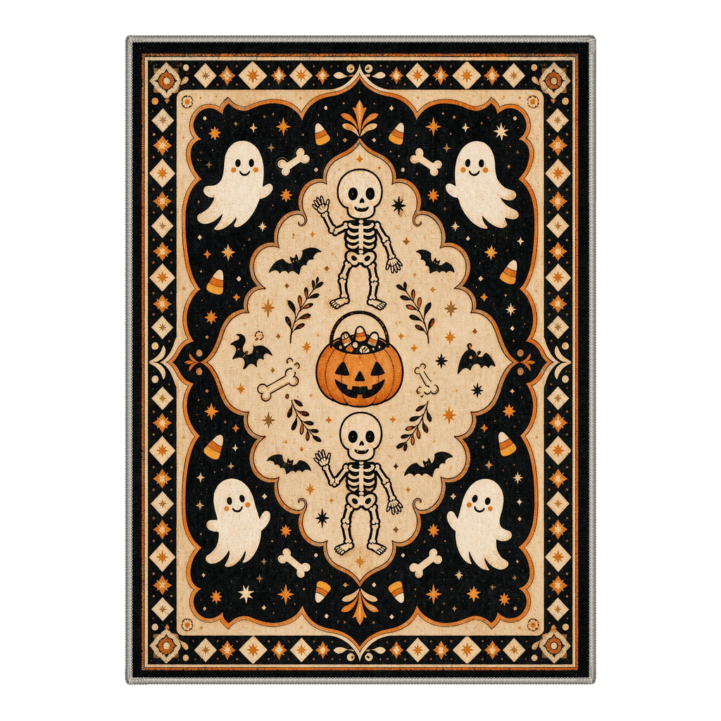 GENIMO 5'x7' Halloween Area Rug for Living Room, Washable Non Slip Soft Vintage Witch Indoor Rug for Bedroom Dining Room Home Office, Retro Sepia