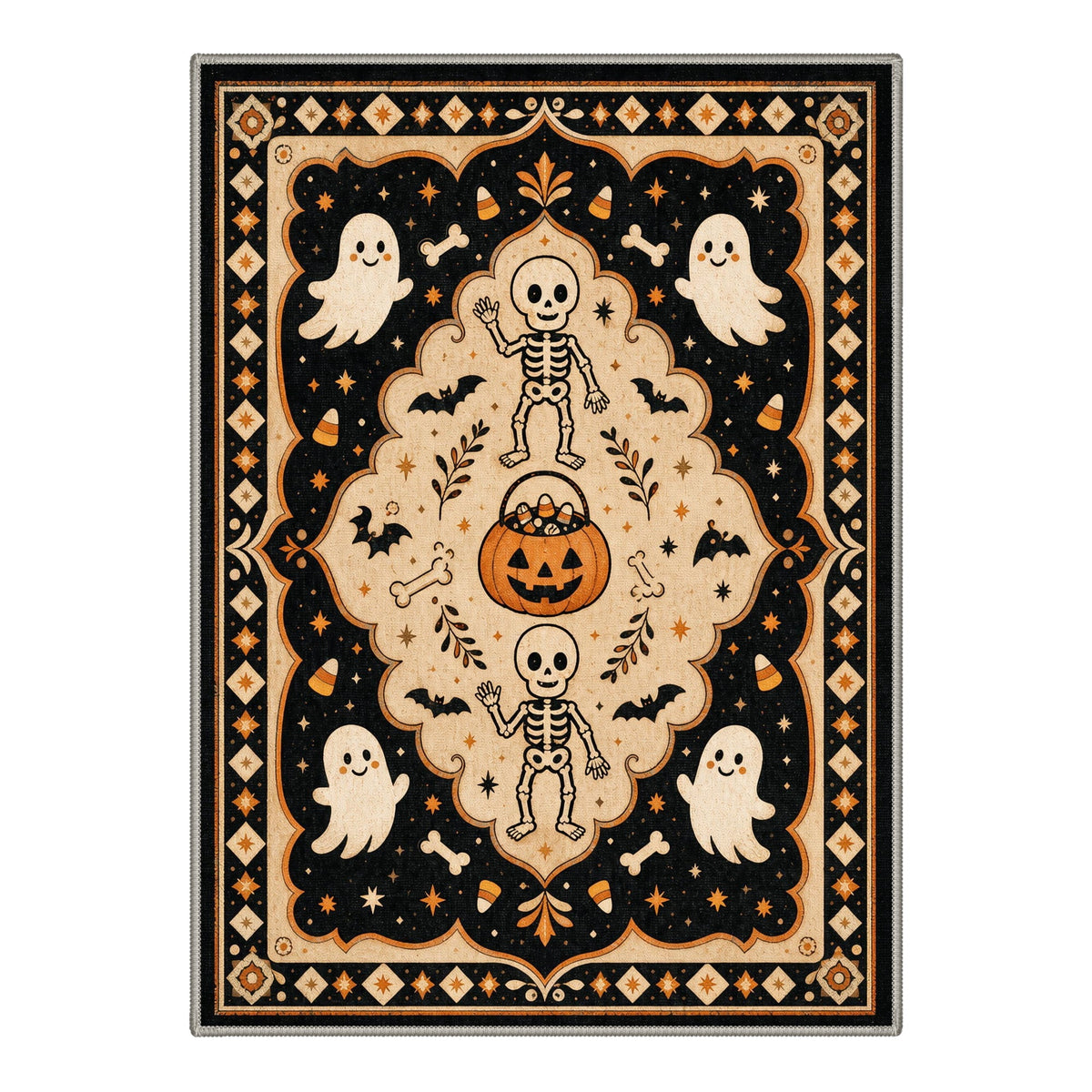 GENIMO 2'x7' Halloween Runner Rug, Washable Non Slip Soft Vintage Witch Indoor Outdoor Hallway Runner for Porch Patio Kitchen Entryway, Retro Sepia