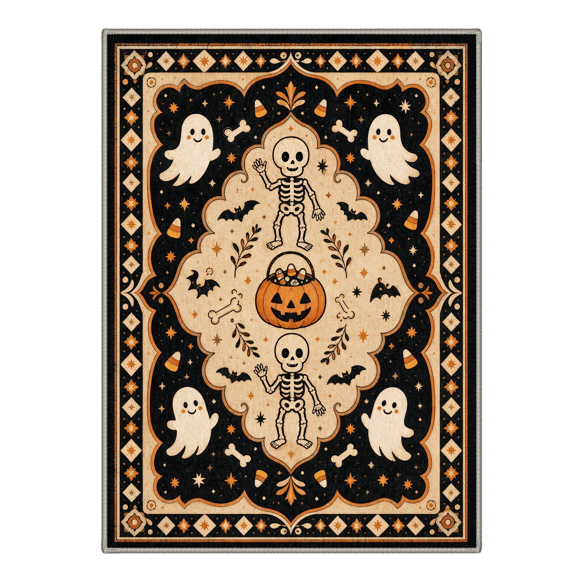 GENIMO 2'x3' Halloween Doormat, Washable Non Slip Soft Gothic Castle Outdoor Door Mat for Front Door Covered Porch Patio Entryway, Antique Gold