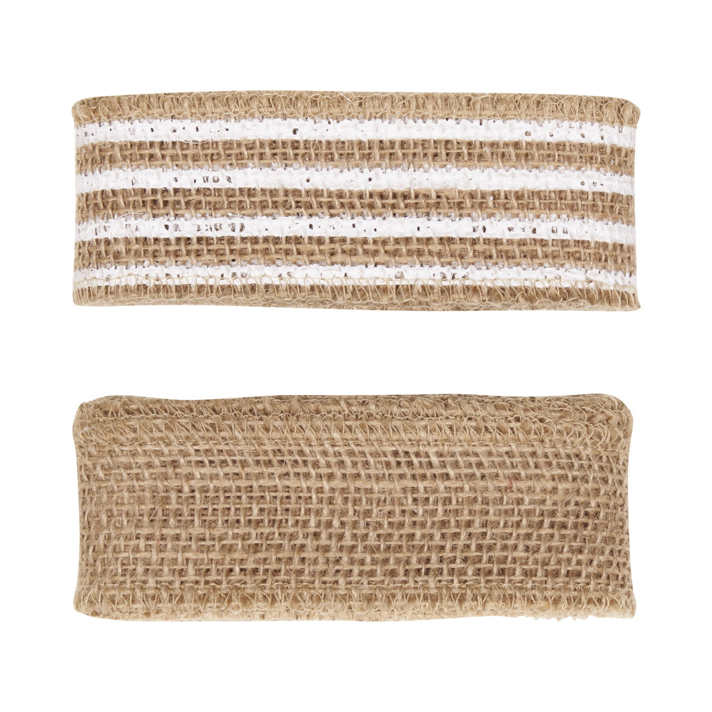 Love, Laugh, Craft Burlap Ribbon Set, 1.5"W x 3-Yds, Natural/White Stripe