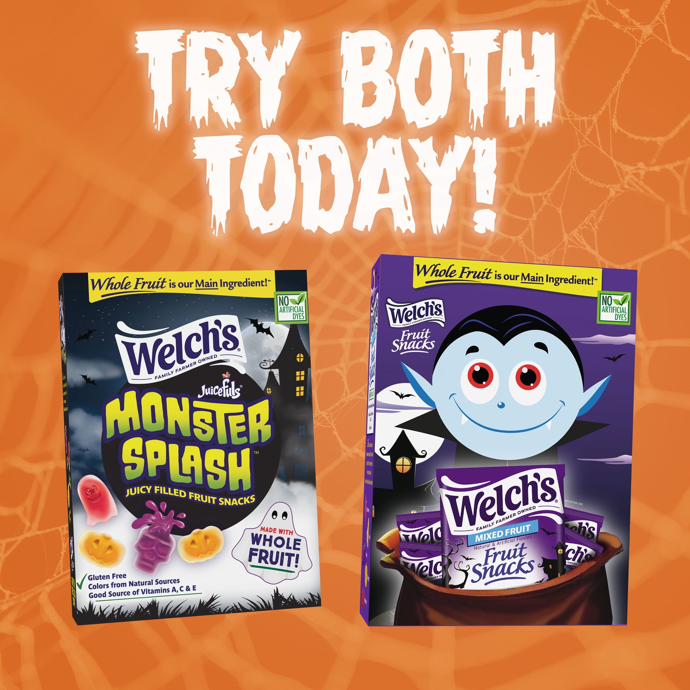 Welch's Fruit Snacks, Halloween, Mixed Fruit, Soft Kids Snacks, 0.5 oz, 26 Count