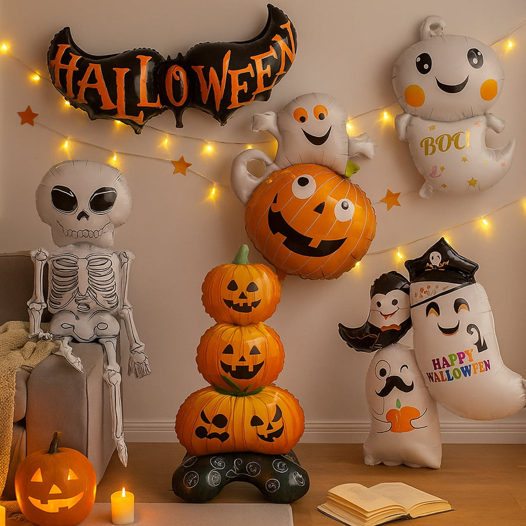 Pack of 2 Halloween Balloons, IC ICLOVER 61.8” Jumbo Skull Foil Balloons Skeleton Themed Party Decoration