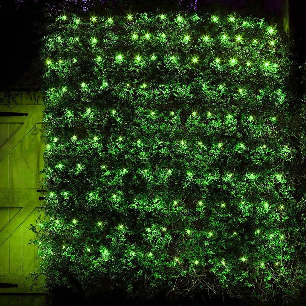 Dazzle Bright Christmas Net Lights, 360 LED 12FT x 5 FT Transparent Wire Waterproof Connectable String Lights with 8 Modes Christmas Outdoor Lights for Bushes Garden Party Holiday Decoration (Green)