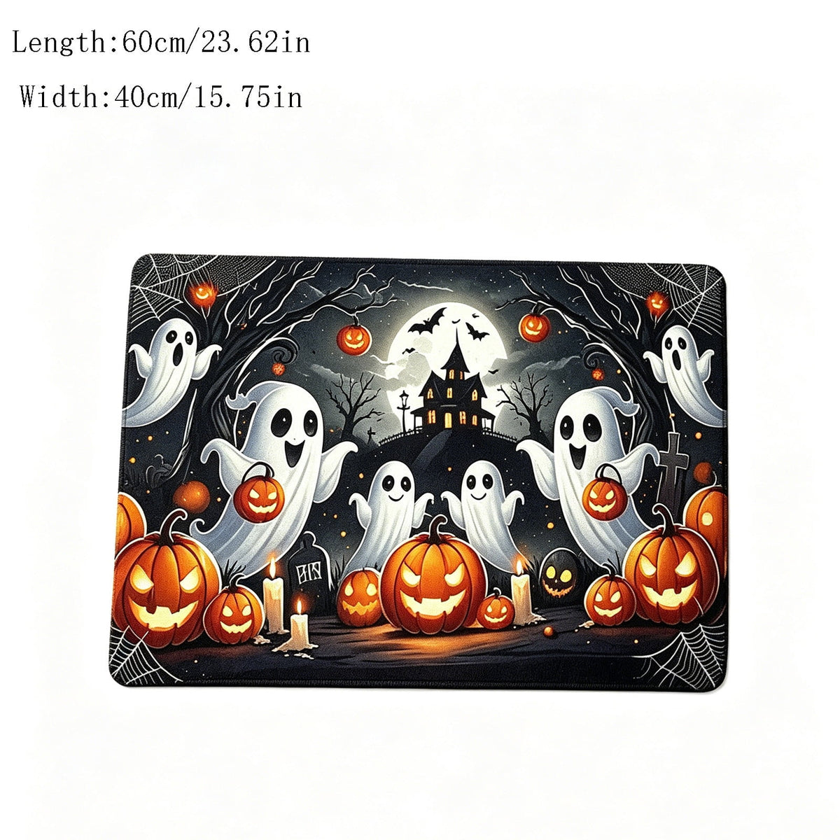 Halloween Celebration Doormat 16x24 Inch, Spooky Ghost Entrance Mat for Front Porch Indoor Outdoor, B