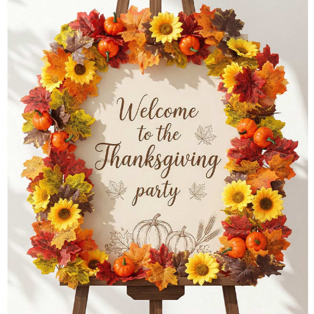 WKSCLPAI Halloween Maple Leaf Garland, Fall Vine Wreaths for Autumn Festivities Decor,Seasonal Garlands for Home,Halloween & Fall Decorations