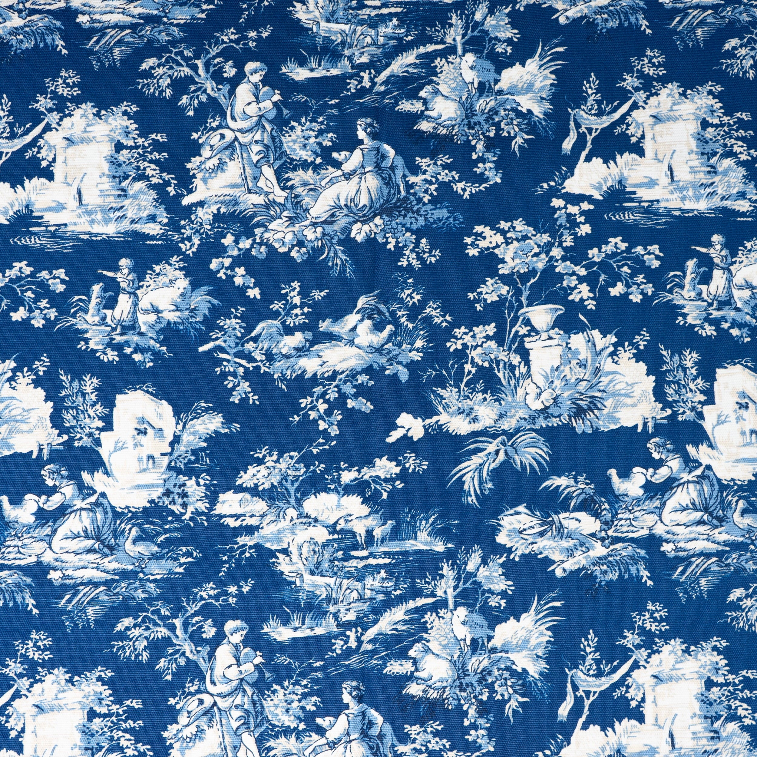 Waverly Inspirations 100% Cotton 45" x 2 Yards Precut Toile Navy Print Sewing & Crafting Fabric, 1 Each