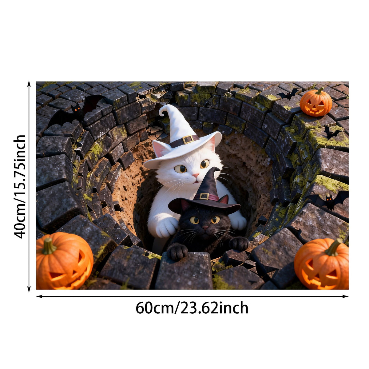 3D Optical Illusion Halloween Doormat Visual Trap Hole Design Non Velvet Entryway Rug Washable Floor Mat