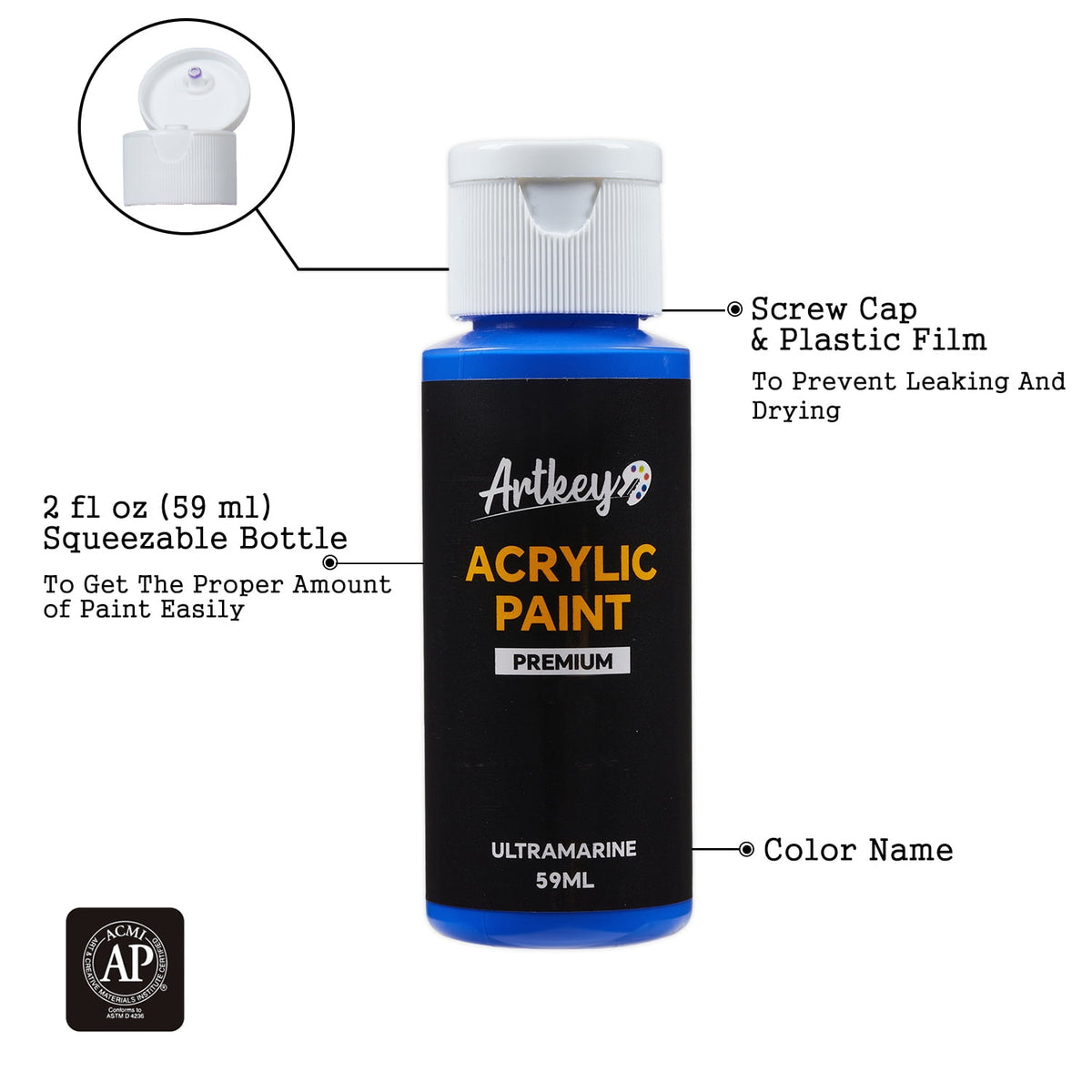 Artkey Acrylic Craft Paint Set, Festival, 24 Colors (2-Ounce)