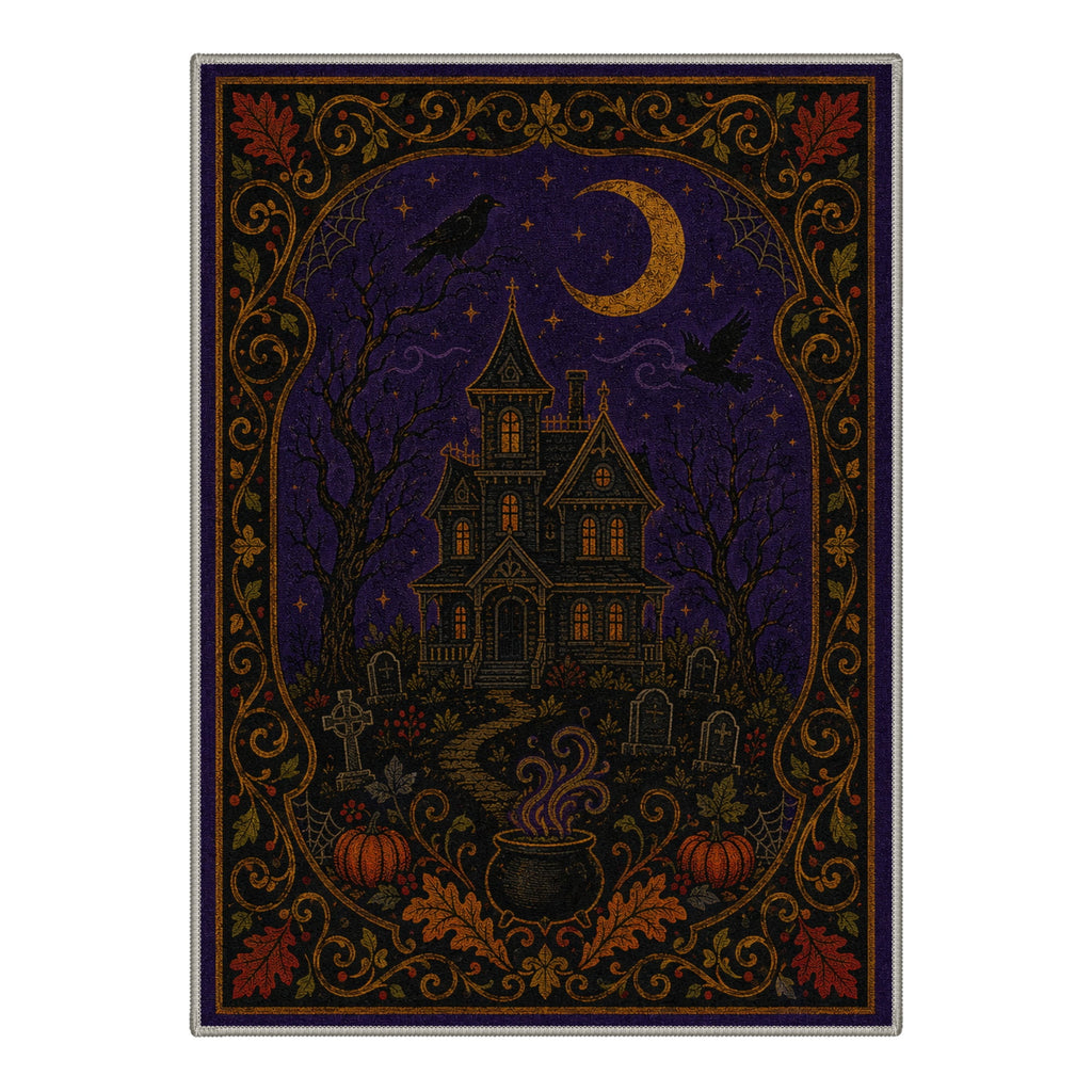 GENIMO 2'x7' Halloween Runner Rug, Washable Non Slip Soft Vintage Witch Indoor Outdoor Hallway Runner for Porch Patio Kitchen Entryway, Vintage Black