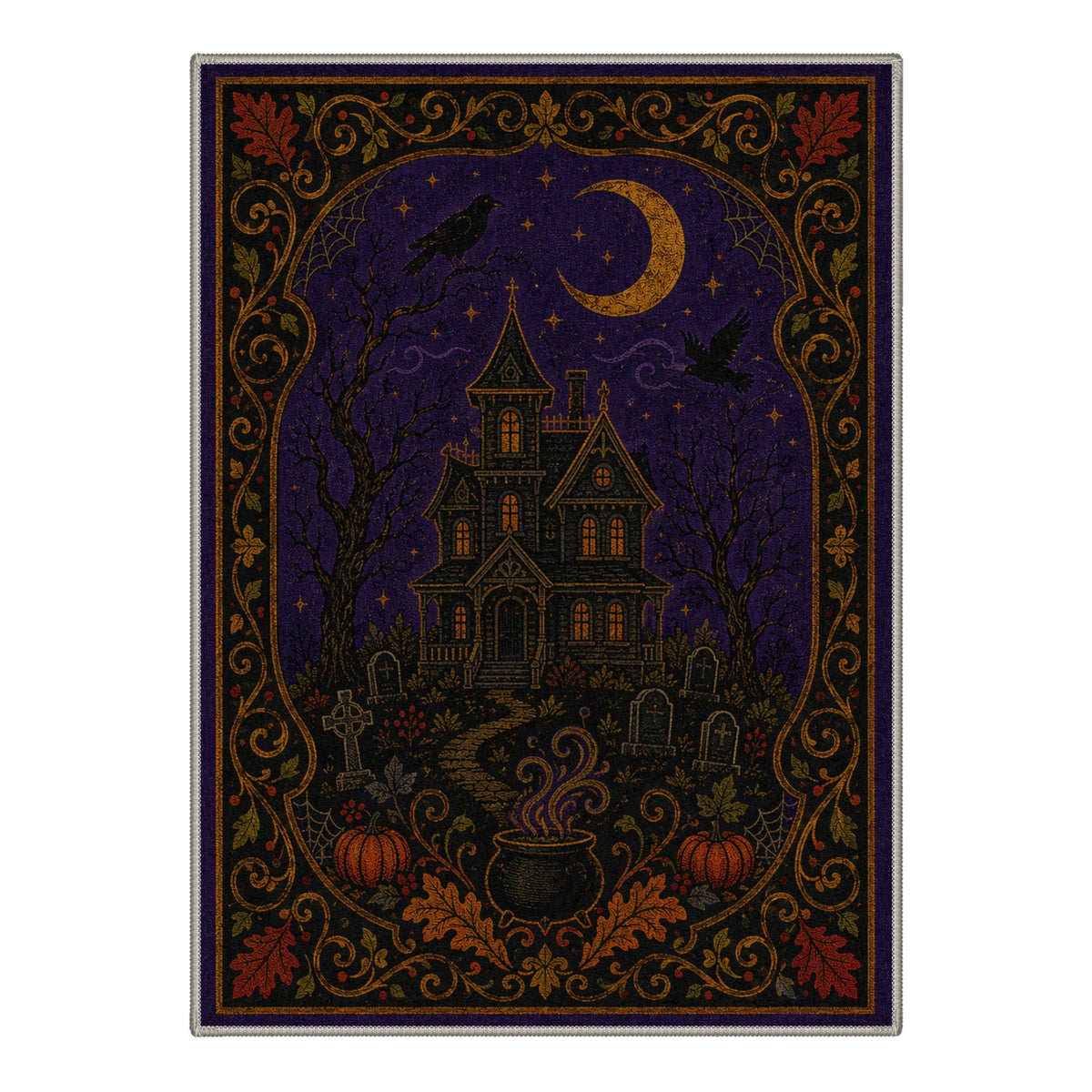 GENIMO 2'x3' Halloween Doormat, Washable Non Slip Soft Vintage Witch Outdoor Door Mat for Front Door Covered Porch Patio Entryway, Burnt Amber