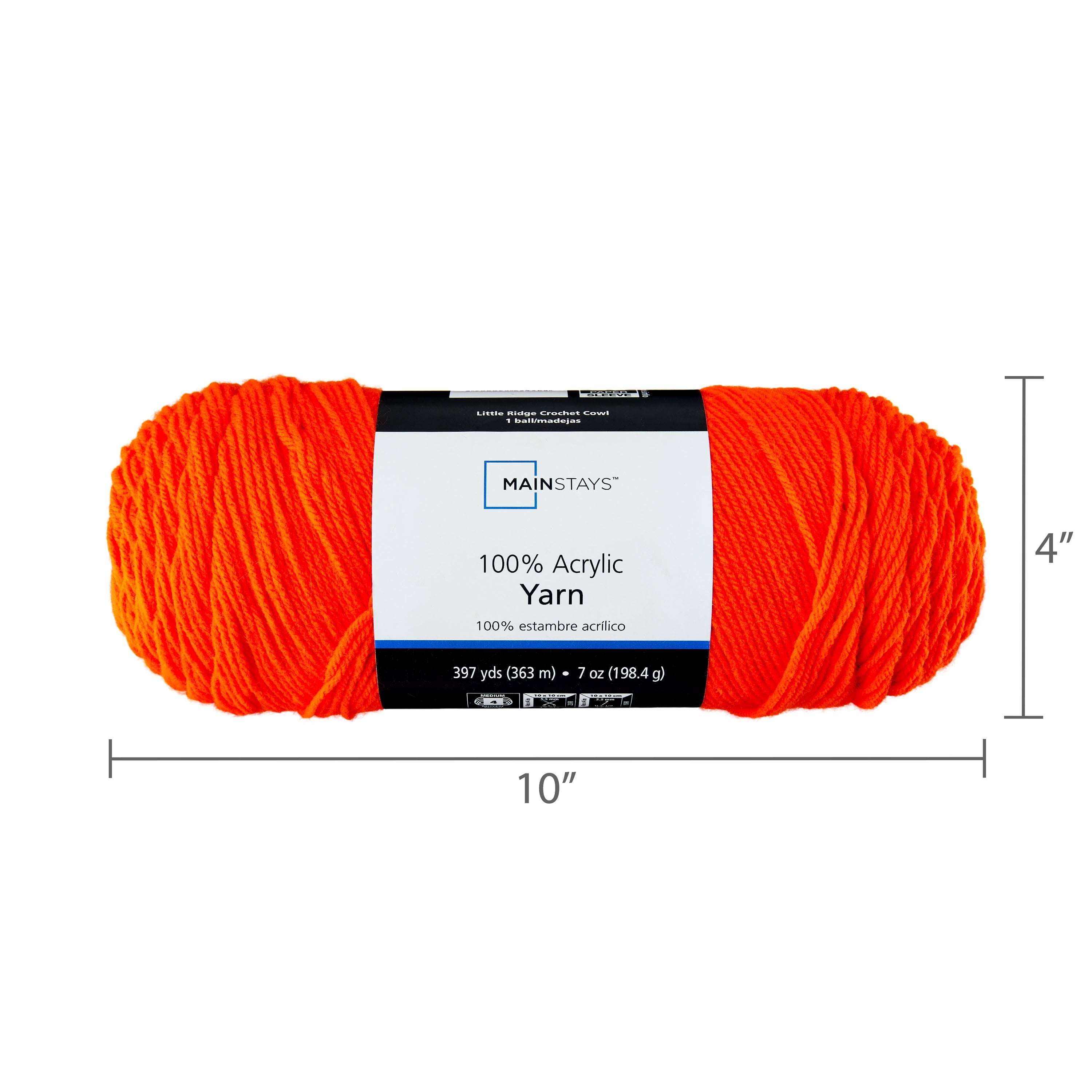 Mainstays Medium 4 Acrylic Yarn, White, 7 oz, 397 Yards