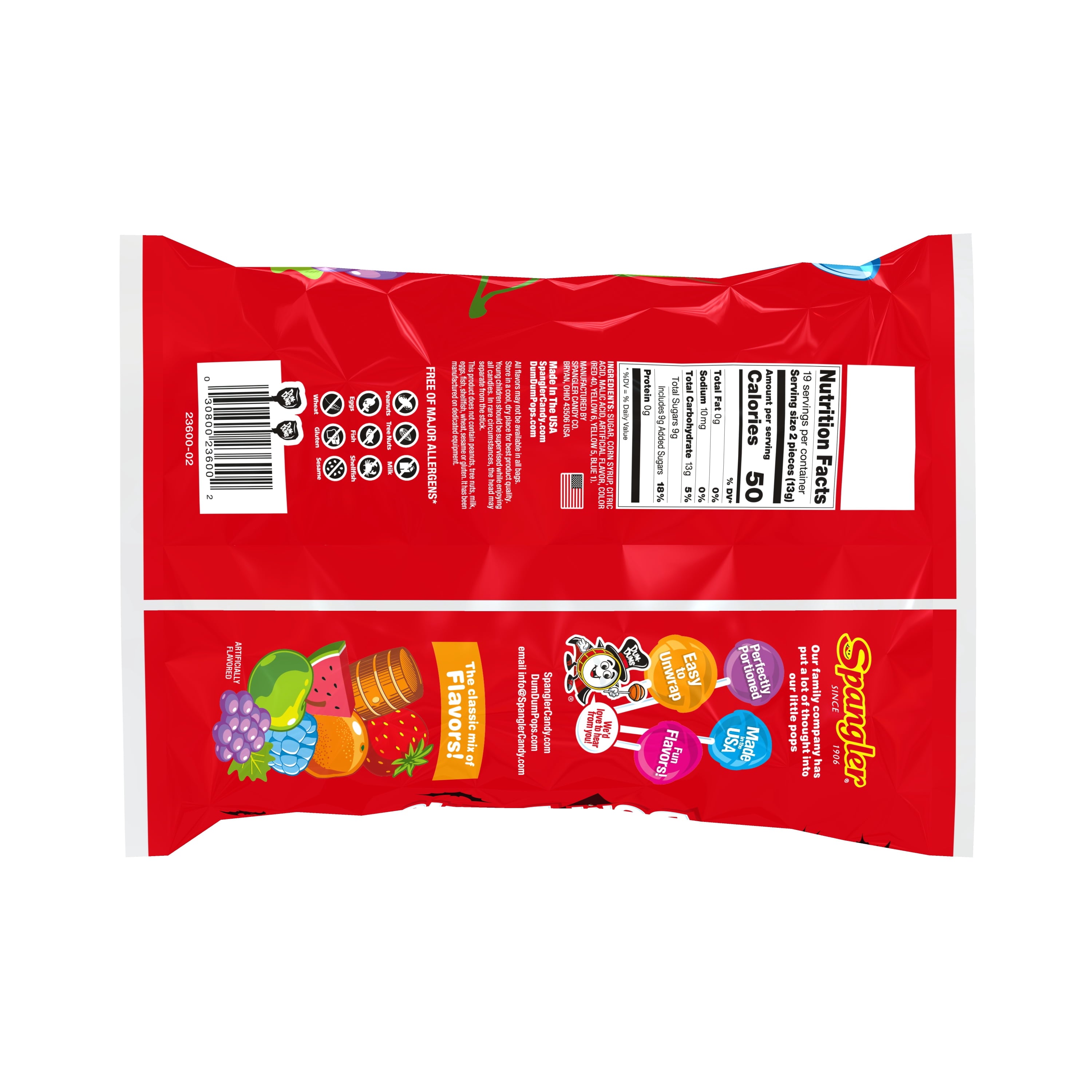 Dum Dums Original Mix Allergen Free Lollipops and Suckers, Assorted Hard Party Halloween Candy, 9oz Bag